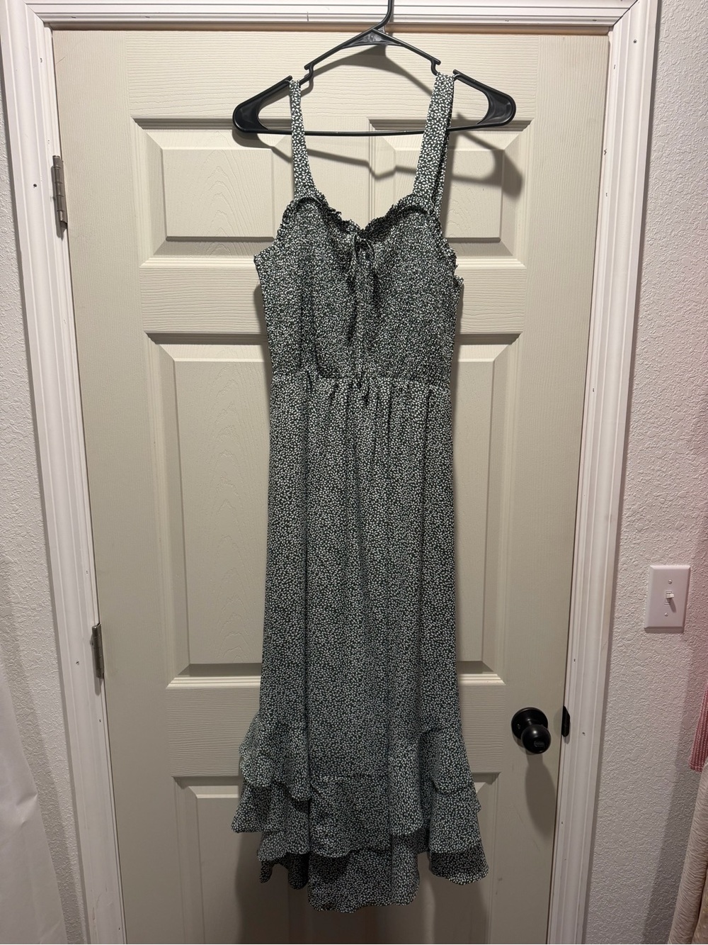 Grace Karin Green Floral Ruffle Maxi Dress
